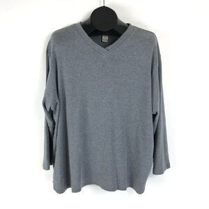 Eddie Bauer Relaxed Fit V-Neck Knit Top Women's Large Petite Gray Oversized